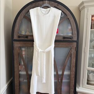 SPANX White Midi Dress with Belt